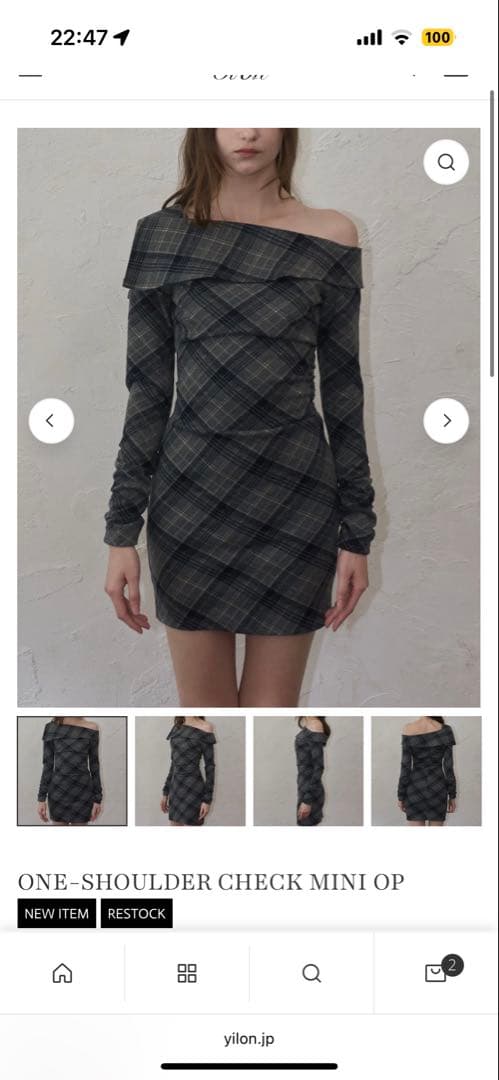 【本物保障】 ワンショルダー チェック ミニワンピース SIZE