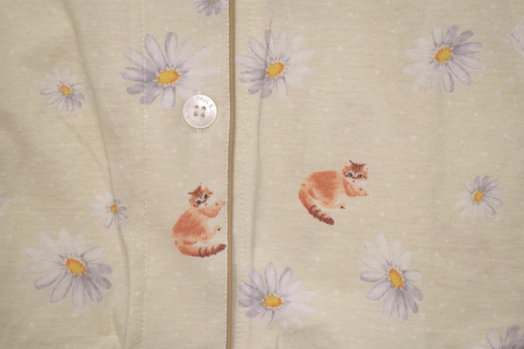 【新品】ポール＆ジョー 　ニャンニャンプリントパジャマ（M)アイボリー PAUL&JOE】ニャンニャンプリント ロングパンツ（ルームウェア