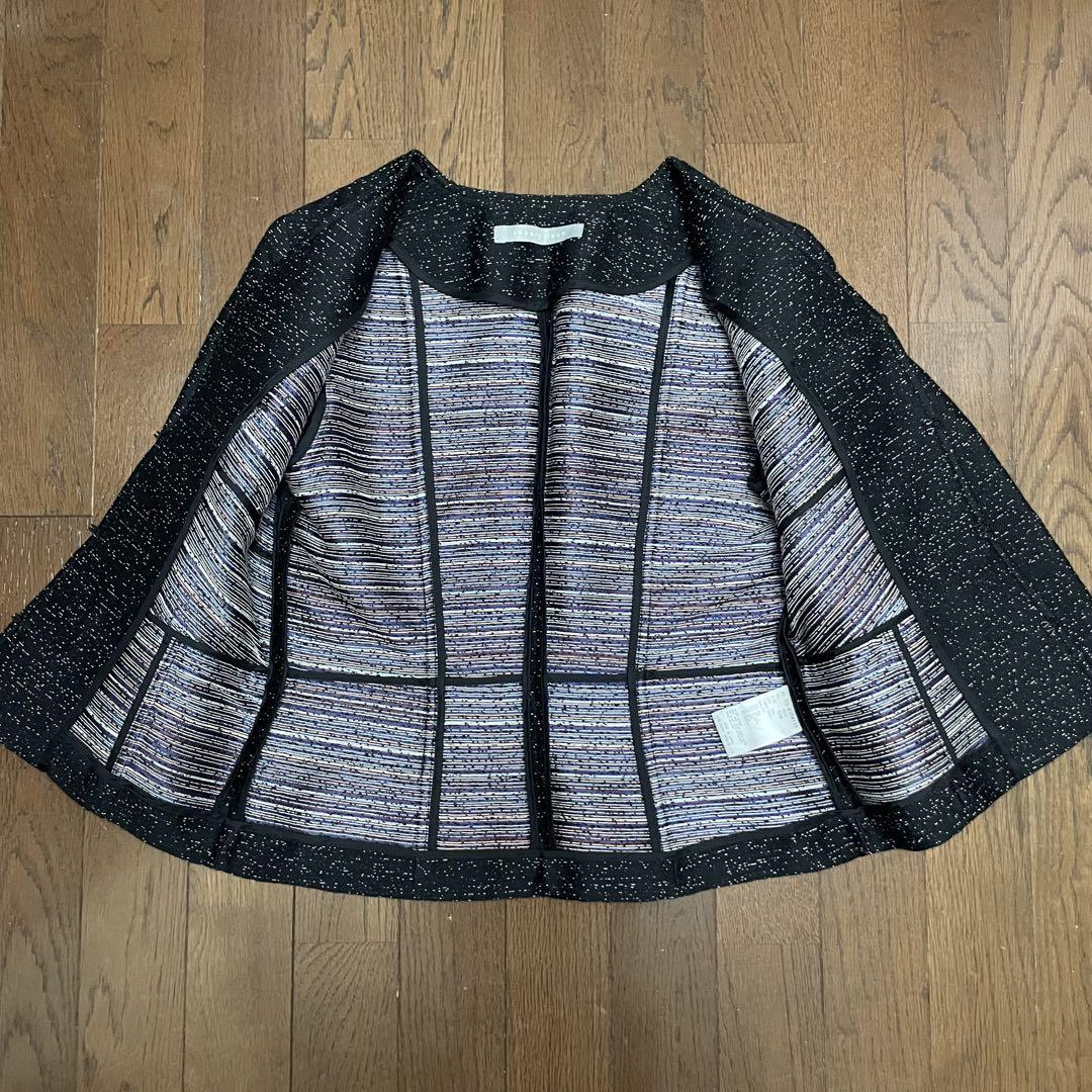 美品 セオリーリュクス シルク混 ジャガード織 ノーカラー