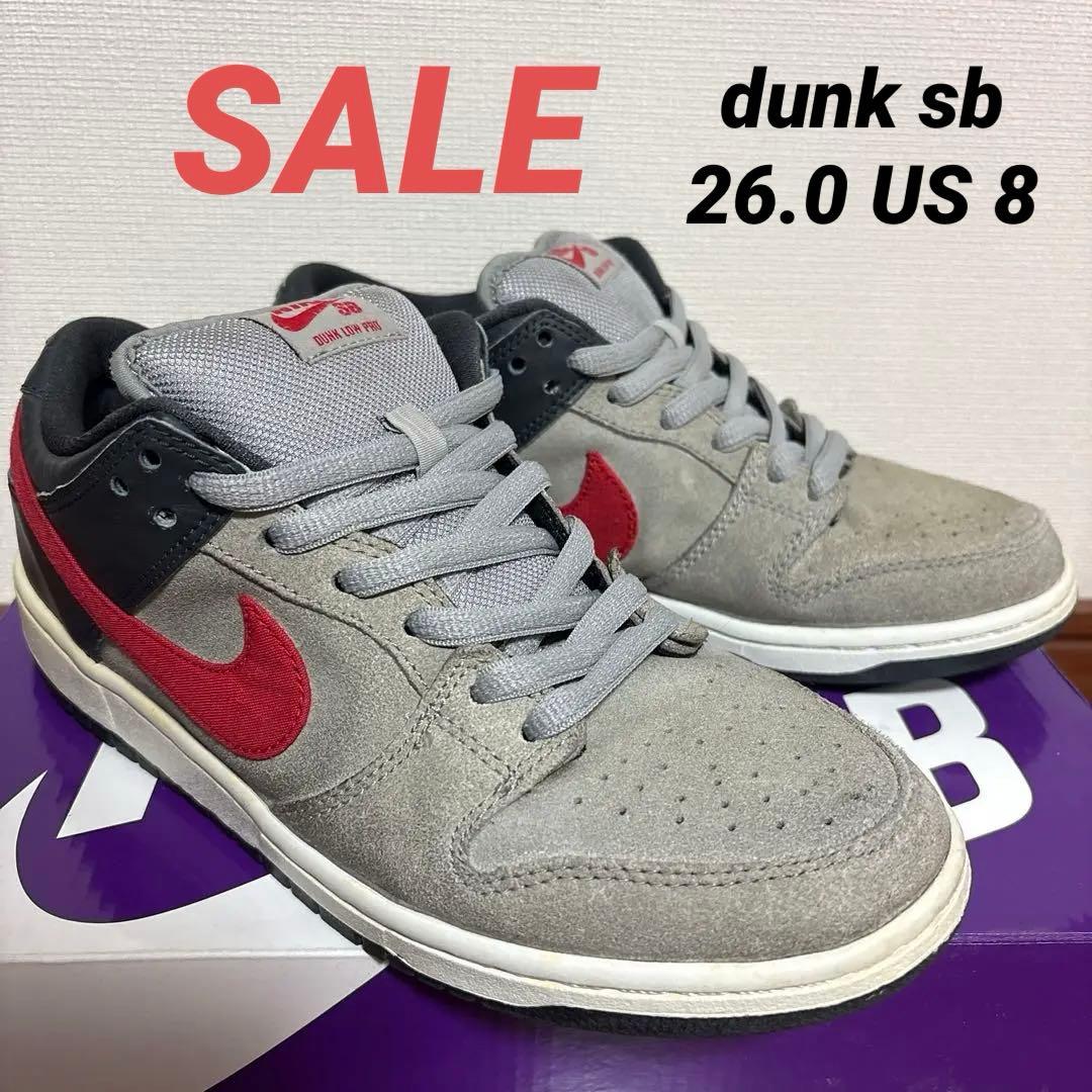 Nike Dunk Low Pro SB medium gray red 26