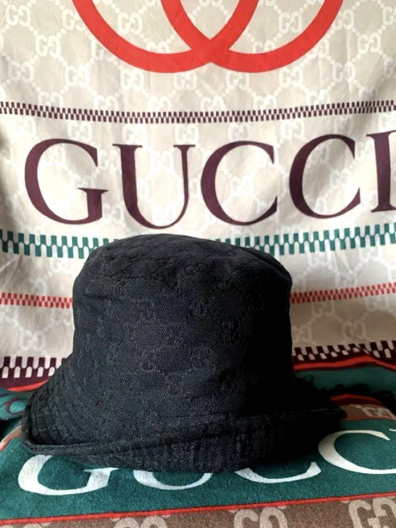 ✨GUCCIバケットハットBLACK sizeM✨ - メルカリ