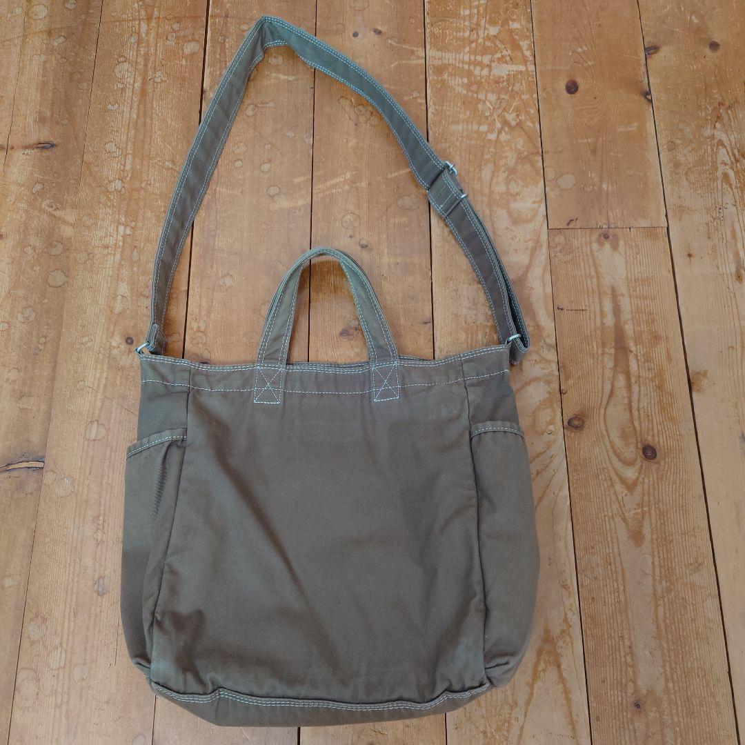 PORTERのモスグリーン トートバッグ ショルダーストラップ付き