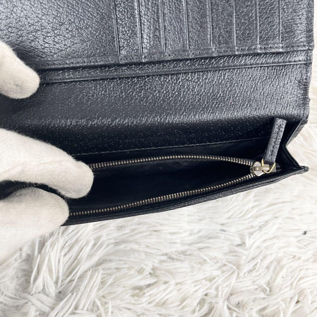 美品 GUCCI レザー 長財布 マーモント GG ロゴ型押し 2つ折り 黒
