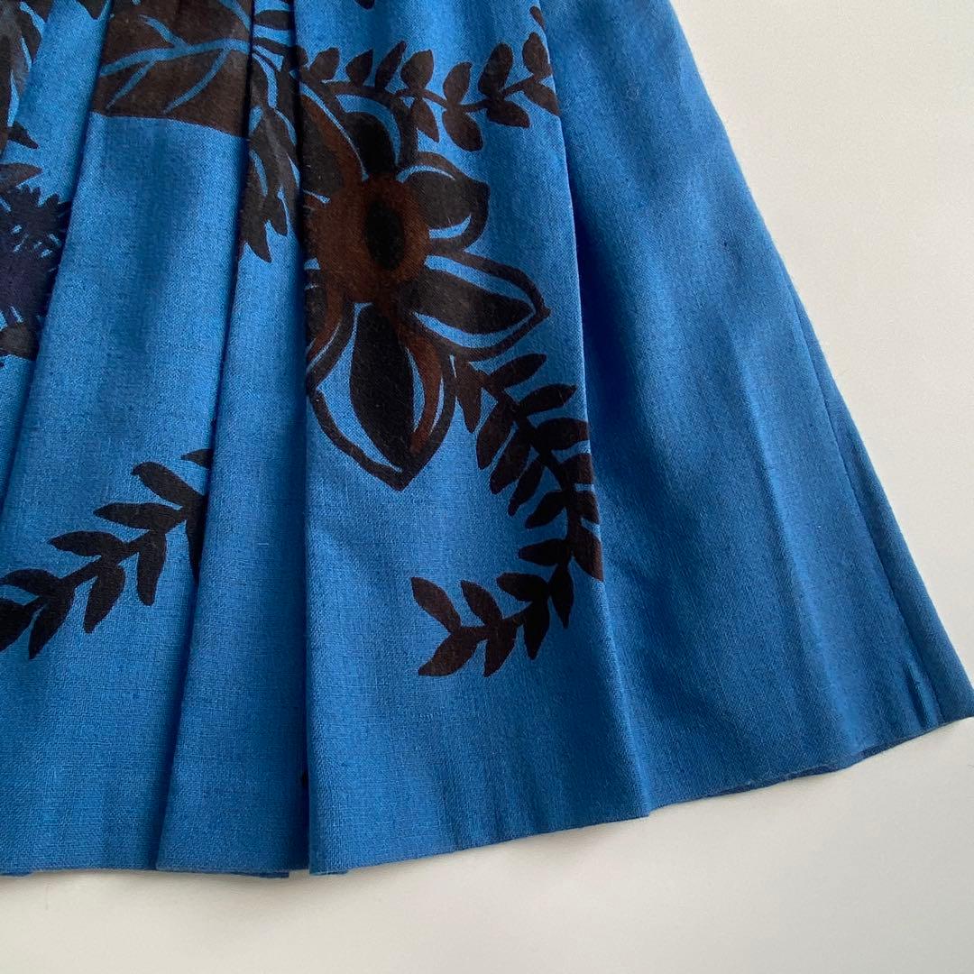 DRIES VAN NOTEN 花柄フレアスカート ブルー ウール シルク DRIES VAN NOTEN 花柄フレアスカート ブルー ウール シルク