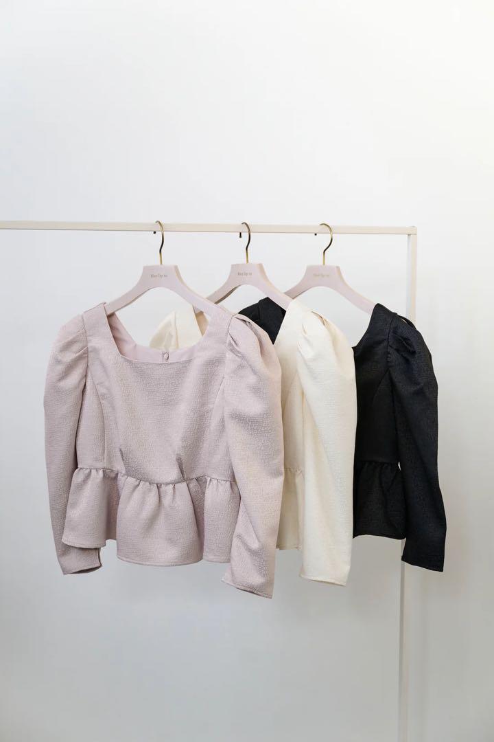 herlipto【新色】Volume Sleeve Jacquard Top