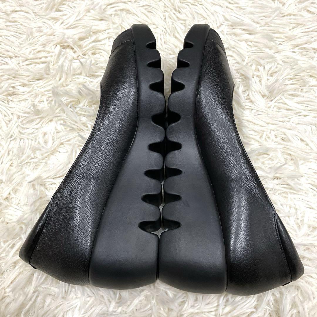 極美品　ヒルズアベニュー　パンプス　オープントゥ　ウェーブソール　22.5