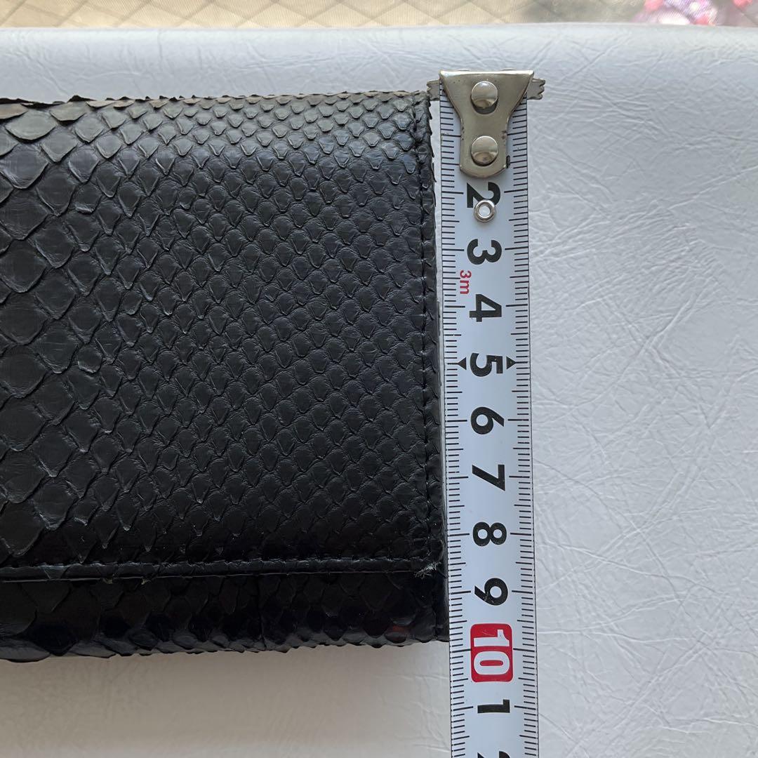 【美品】ブラック ヘビ革 長財布
