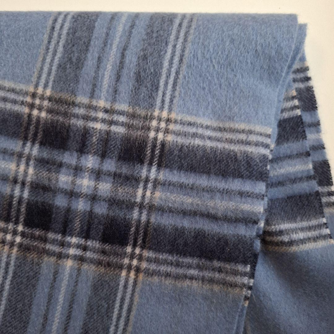 自由区 ピュアカシミヤ ウォッシャブルストール ブルー系チェック 自由区 ピュアカシミヤ ウォッシャブルストール ブルー系チェック