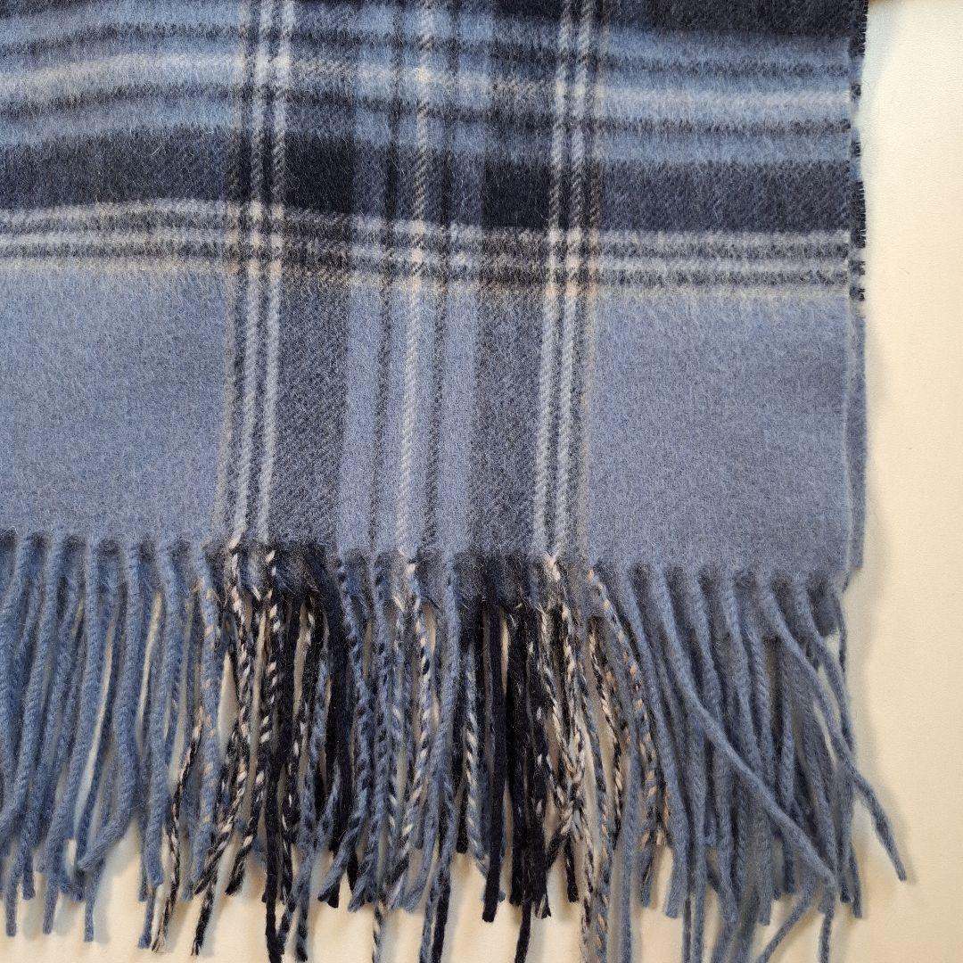自由区 ピュアカシミヤ ウォッシャブルストール ブルー系チェック 自由区 ピュアカシミヤ ウォッシャブルストール ブルー系チェック
