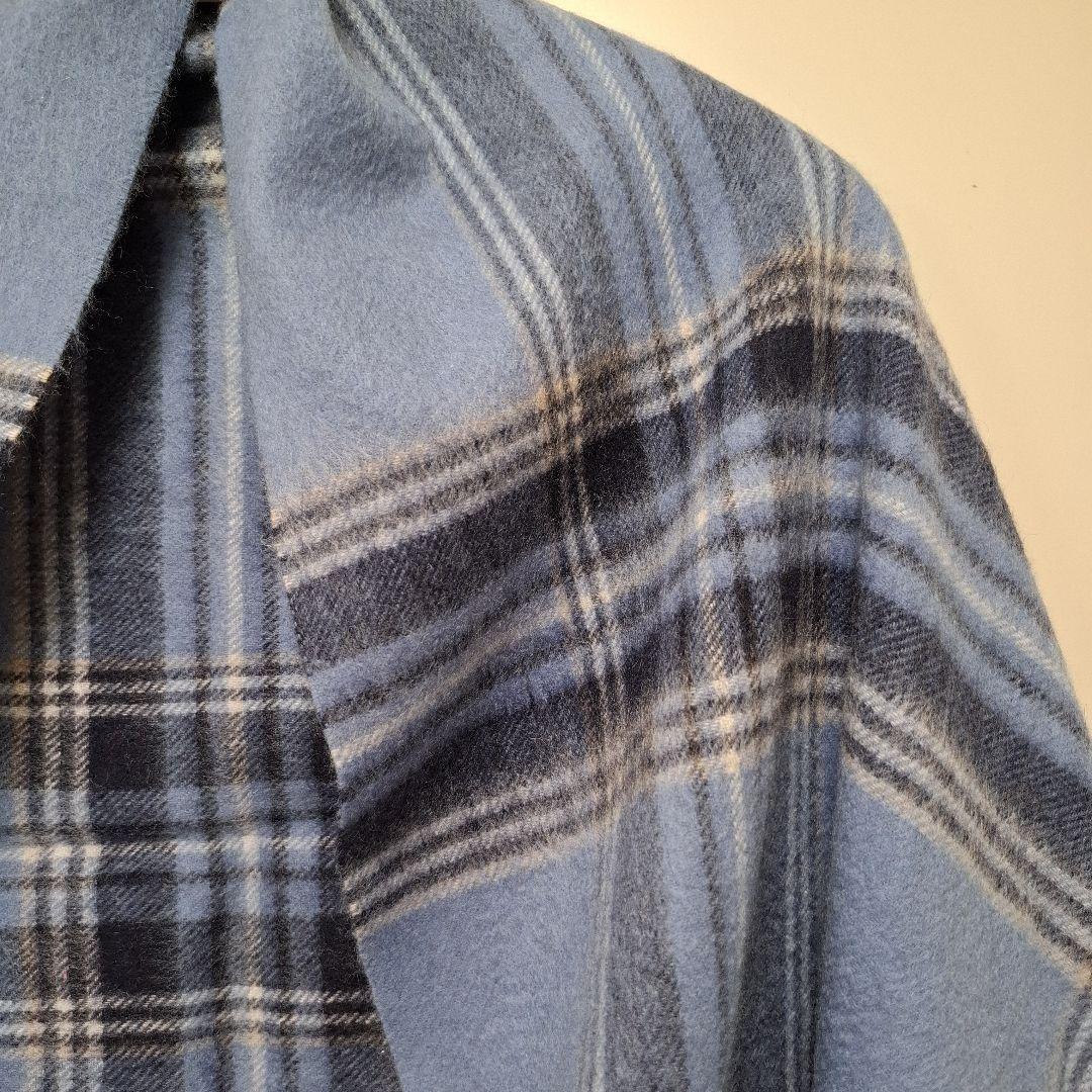 自由区 ピュアカシミヤ ウォッシャブルストール ブルー系チェック 自由区 ピュアカシミヤ ウォッシャブルストール ブルー系チェック
