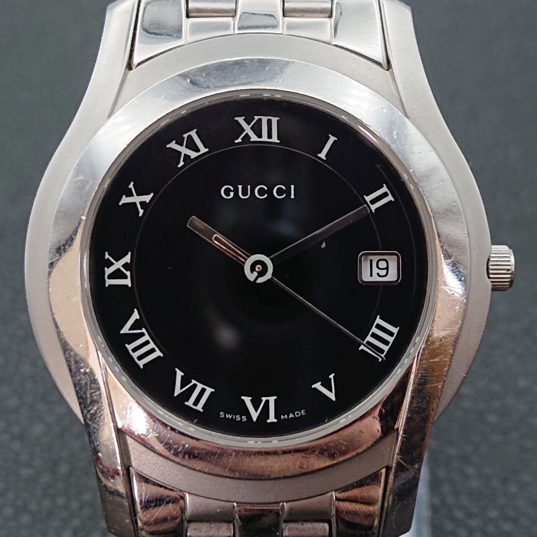 GUCCI グッチ 5500M クォーツ シルバー ブラック メンズ 腕時計①