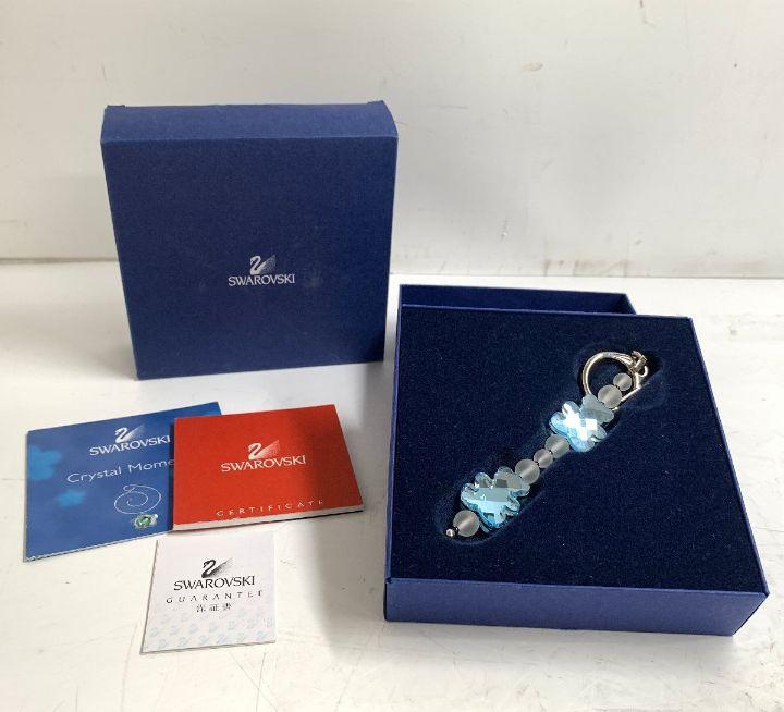 超美品 SWAROVSKI スワロフスキー キーホルダー テディベア 青 正規品