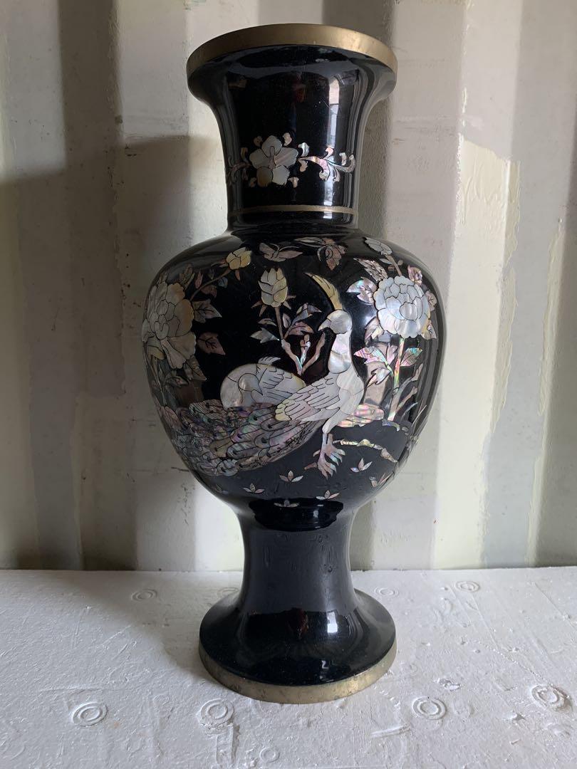 黒漆螺鈿銅胎花瓶 花器 飾り壺 インテリア 花入 - メルカリ