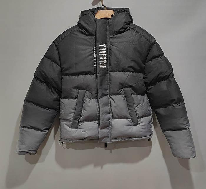 TRAPSTAR ダウンジャケット ブラック・グレー Lサイズ TRAPSTAR ダウンジャケット ブラック・グレー Lサイズ