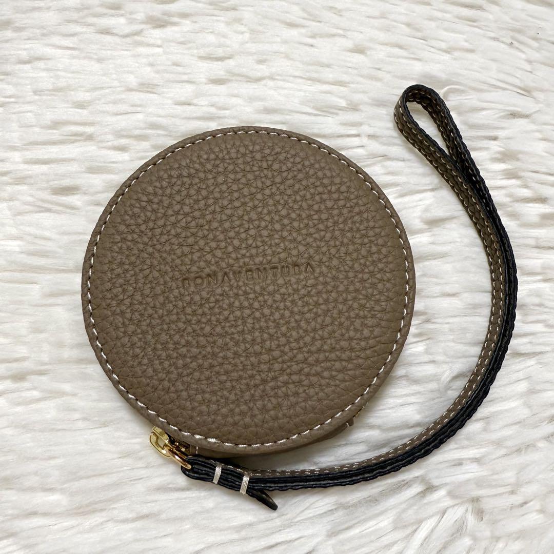極美品 ボナベンチュラ マチ付き ラウンド コインケース エトープ ストラップ