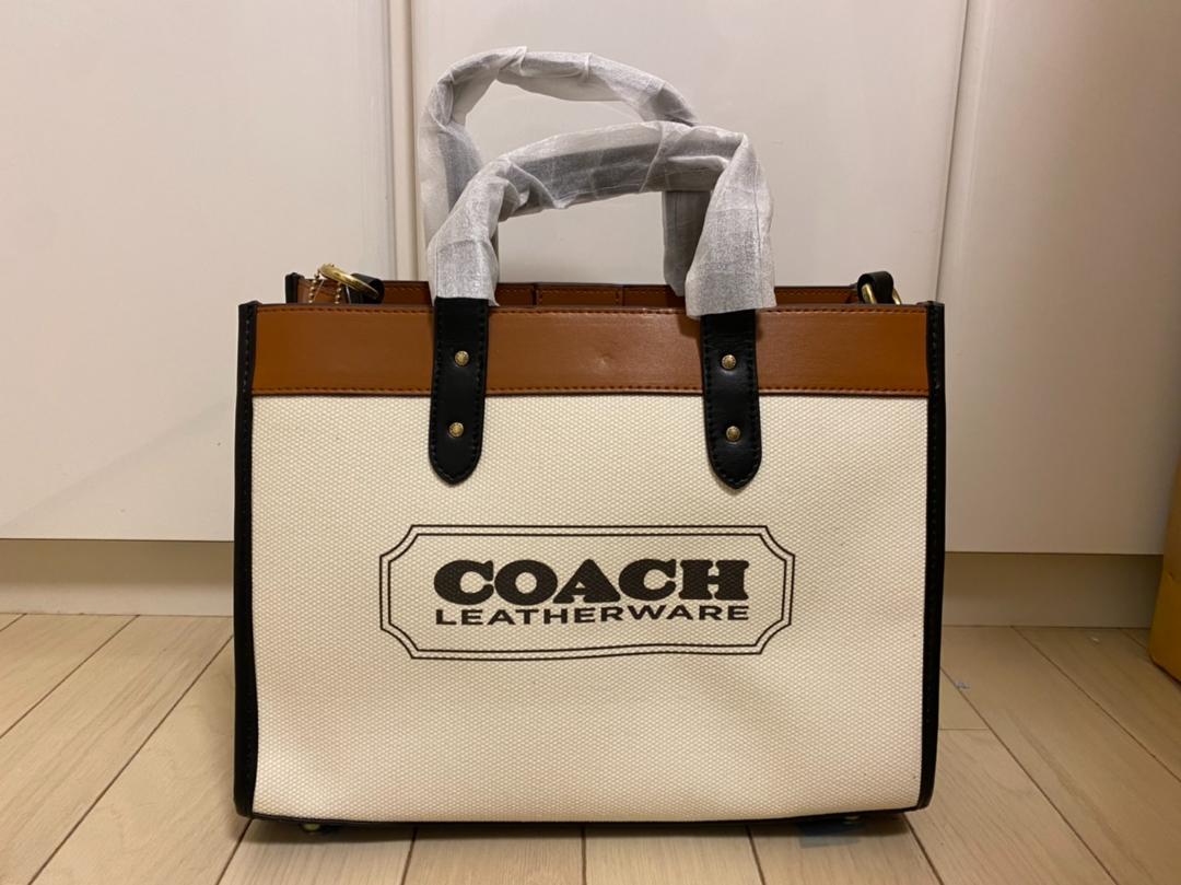 大人気好評 人気 ホワイト ブラウン コーチ CheFm-m86923950708 COACH キャンバスフィールドトートバック 新作入荷得価
