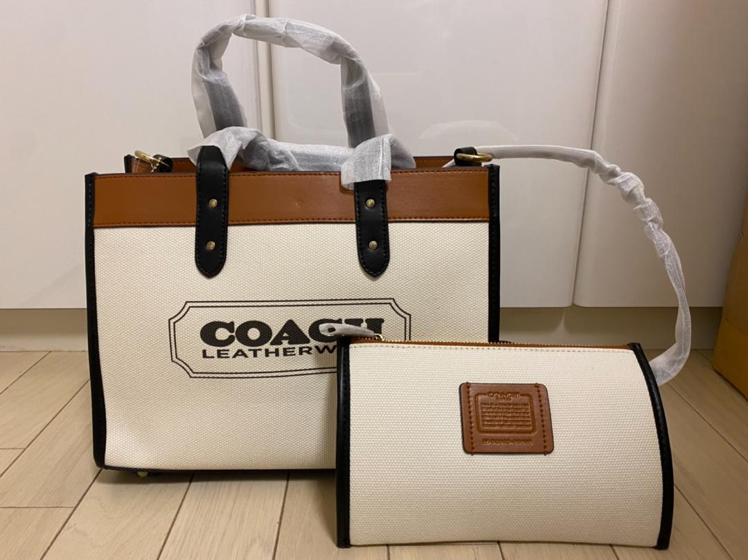 大人気好評 人気 ホワイト ブラウン コーチ CheFm-m86923950708 COACH キャンバスフィールドトートバック 新作入荷得価