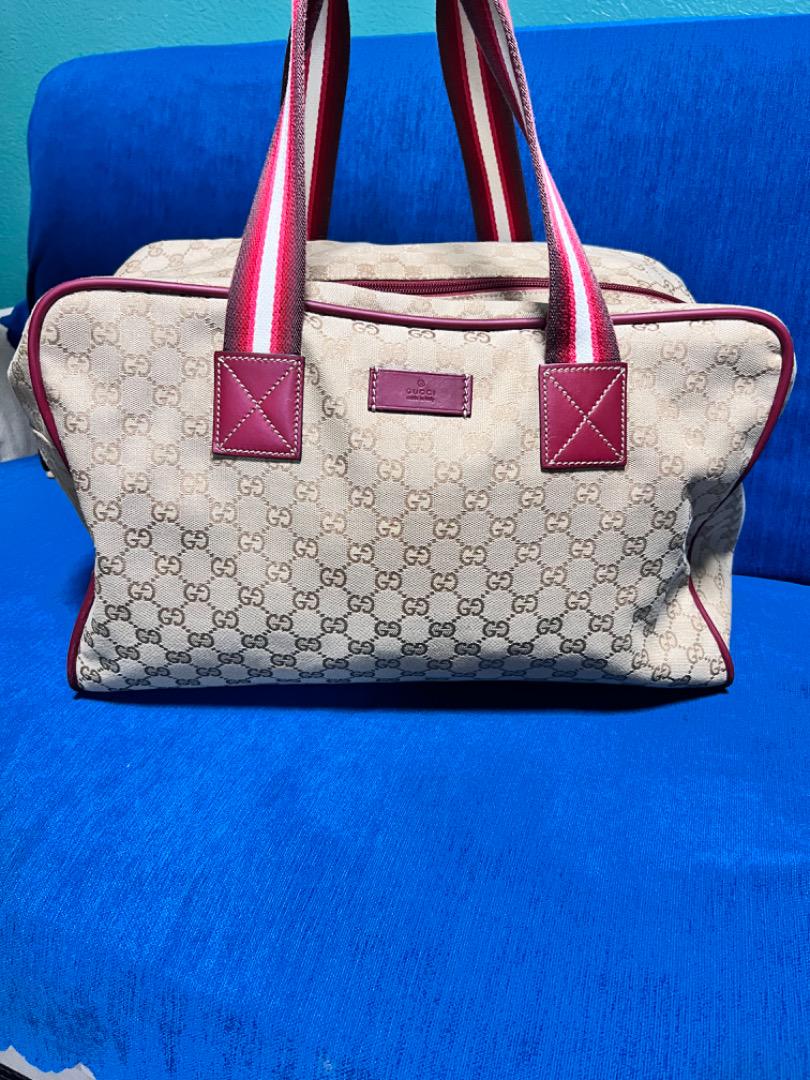 GUCCI グッチ GG柄 ボストンバッグ ベージュ・赤