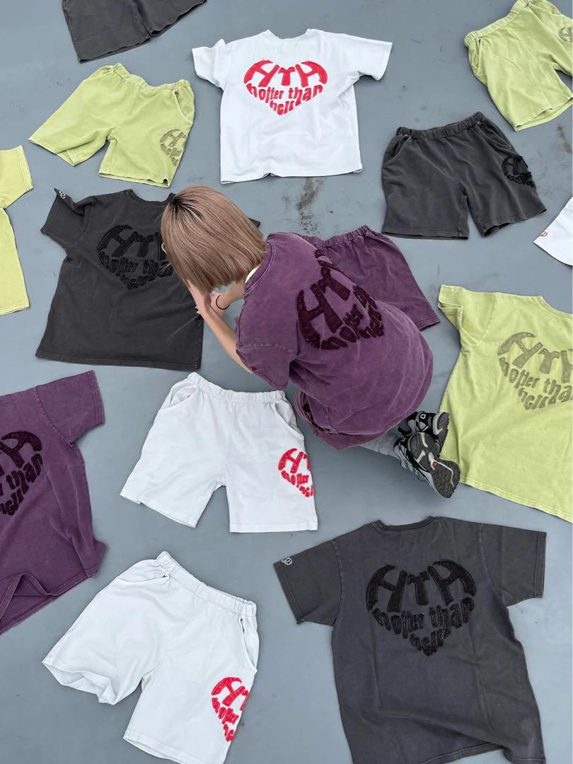 hth セットアップパープルTシャツハーフパンツlike heart