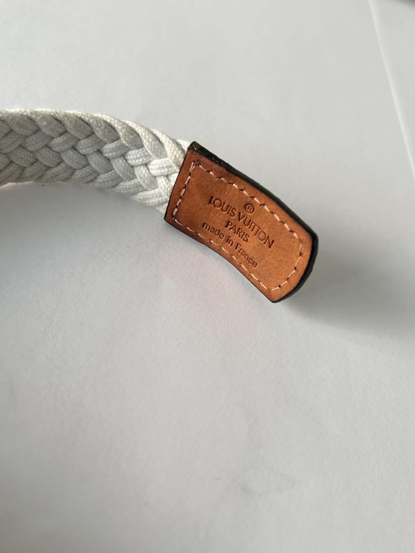 Louis Vuitton バングル ホワイトとブラウン 編み込みスタイル ルイヴィトン モノグラム ホワイト編み込みレザーバングル