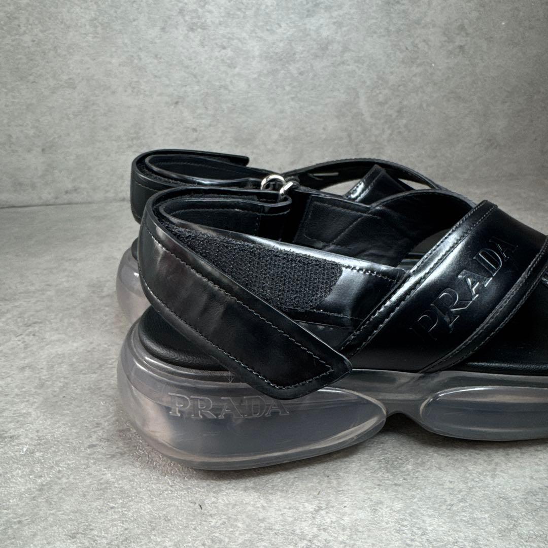 美品!PRADAプラダ 厚底エアソール クロスレザーサンダル 美品!PRADAプラダ 厚底エアソール クロスレザーサンダル