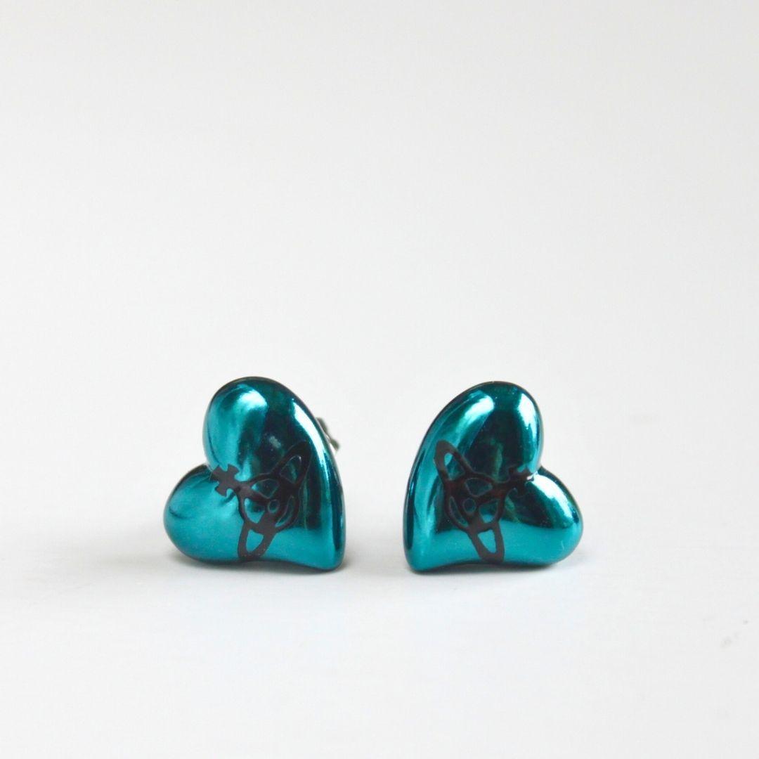 VivienneWestwood ハートスタッドピアス ブルーメタル
