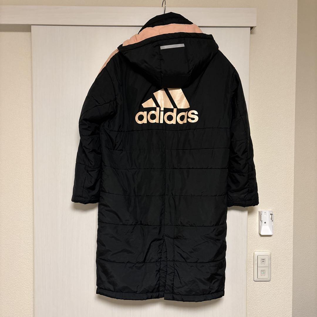 adidas フード付きベンチコート ブラック　150サイズ adidas アディダス 中綿コート ベンチコート メンズ M スーパー