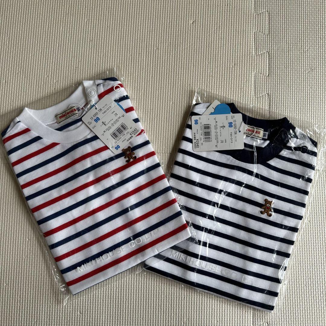 ミキハウスオリジナル 90cm 半袖 ボーダーTシャツ 2点セット