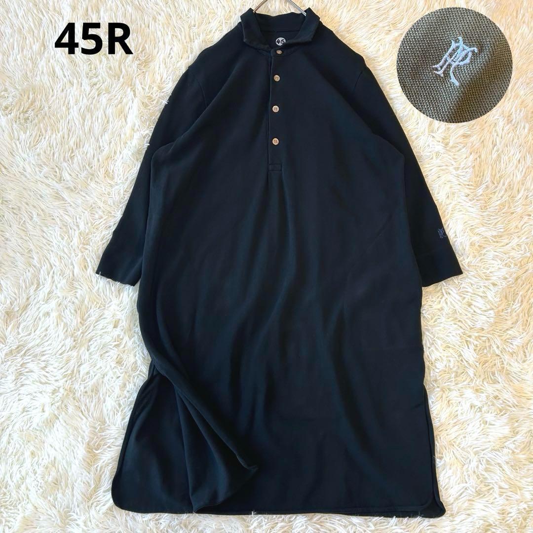 45R45rpmカノコ Aライン 刺繍ロゴ シェルボタン ポロシャツワンピース