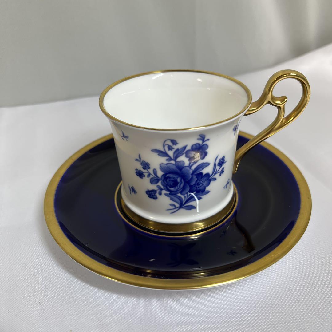 Magna sango CHINA 青い花柄 金縁 カップ ソーサー 4客セット