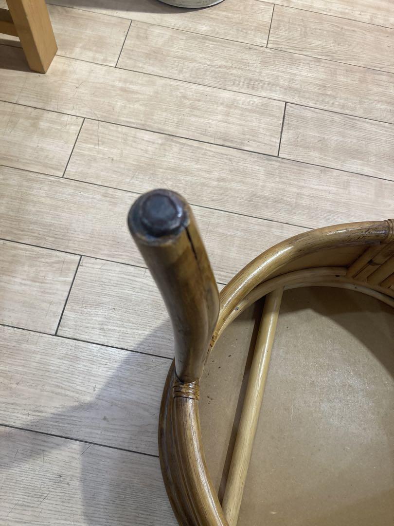 ラタン　木製　丸テーブル　オールド家具　レトロ