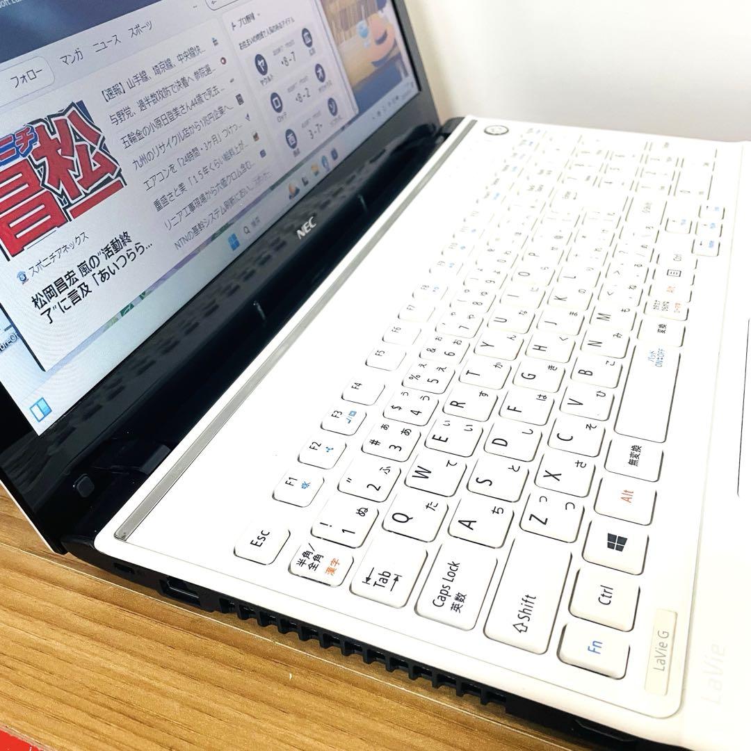 NECホワイトSSD メモリ8ギガWindows11 カメラオフィスブルーレイ NEC - Y655 NECノートパソコンSSDメモリ8G高速Windows11オフィス