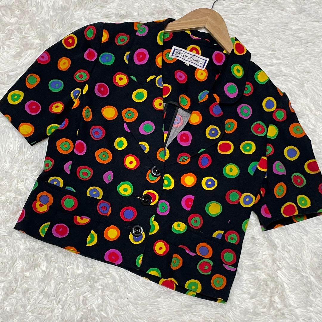 本物 YVES SAINT ジャケット ヴィンテージ レトロカラー LAURENT