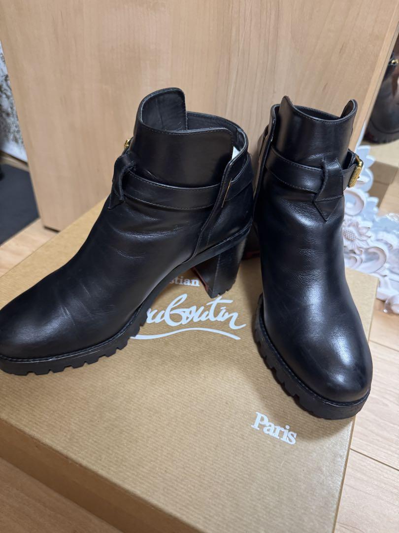 クリスチャンルブタンレザー ハイヒール ショート ブーツ