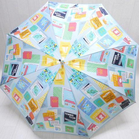 kate spade ケイトスペード 長傘 雨傘 マルチプリント ブルー