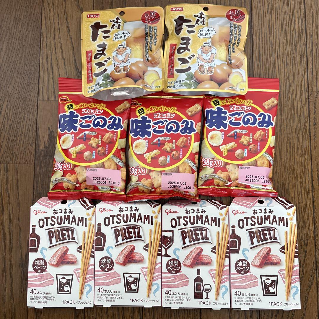 ③お菓子・おつまみセット(酢いか・カニカマ・味付たまご・チップスター)