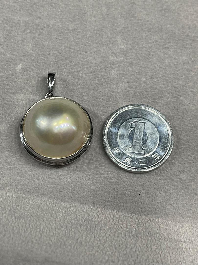 MABE PEARL ペンダントトップ マベパール 約18mm Silver