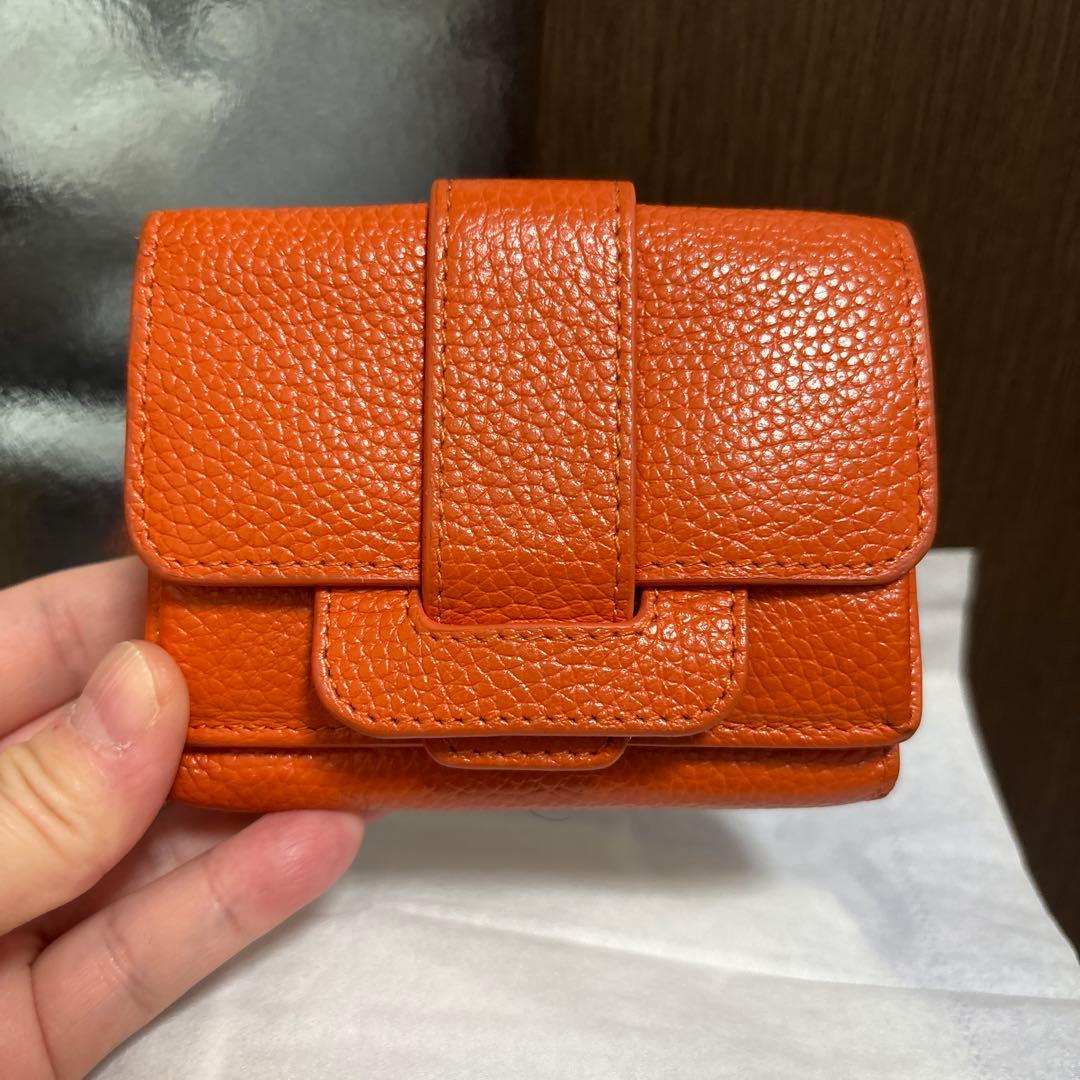 TOV なオレンジ レザー 三つ折りミニ財布tov