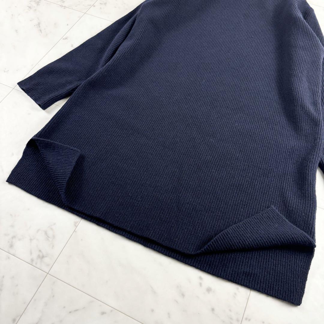 エヴァムエヴァ ウール カシミヤ リブ スリット プルオーバーニット ネイビー エヴァムエヴァ ウール カシミヤ リブ スリット プルオーバー