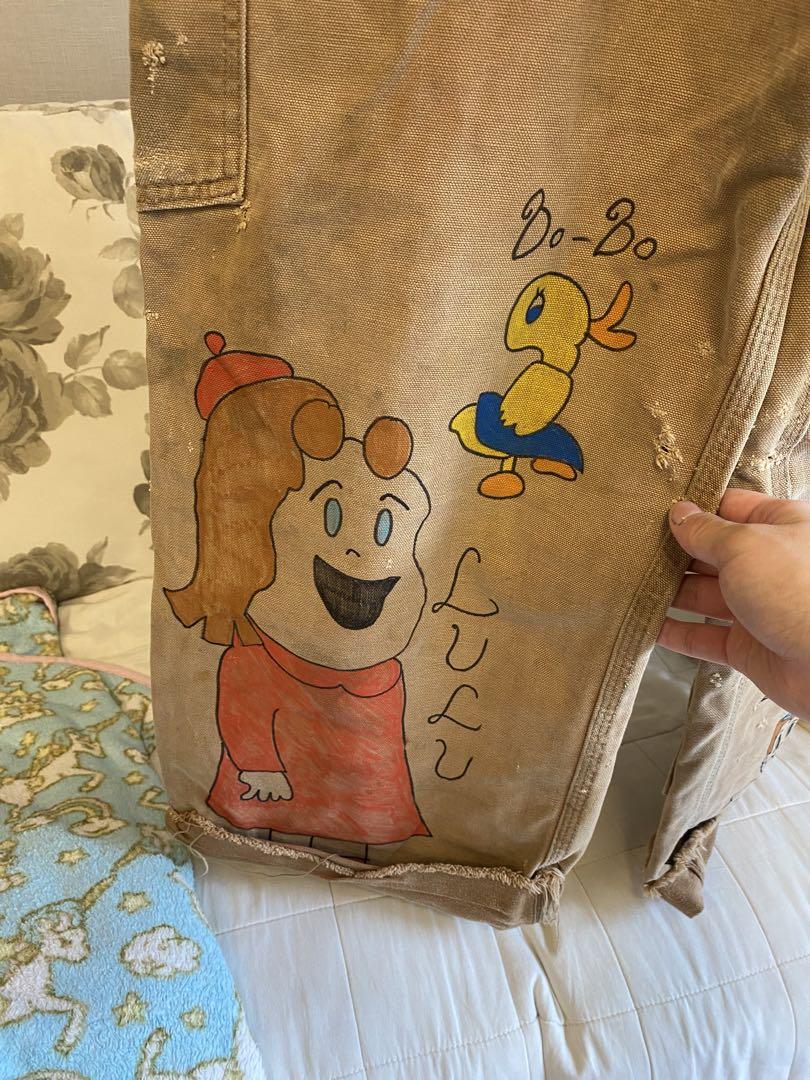 古着　vintage カーハートボディ　ハンドペイント　オーバーオール