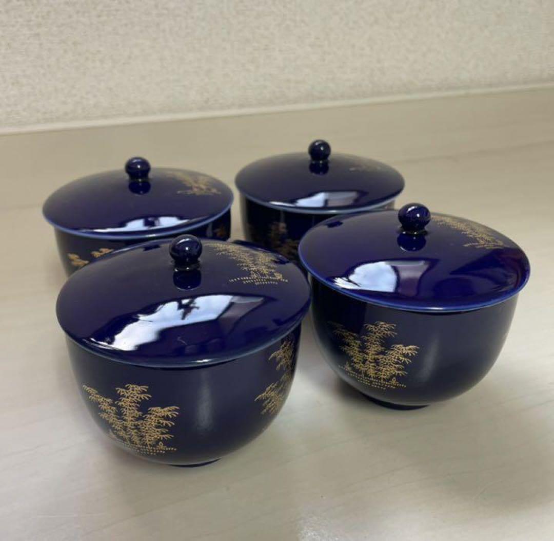 深川製磁 蓋付き湯呑み 4客