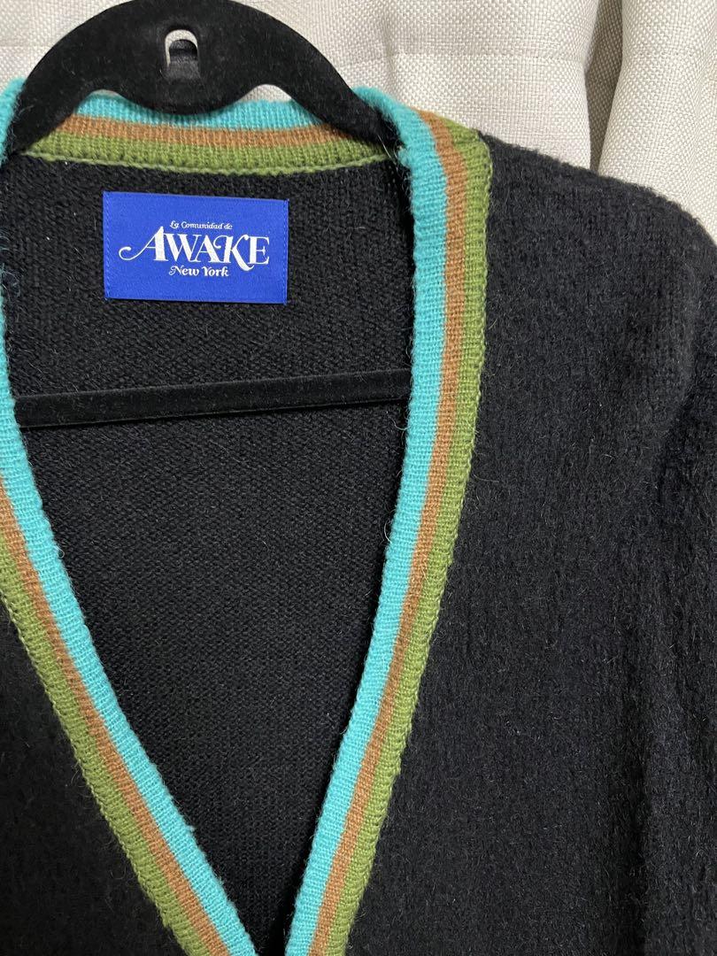 AWAKE NY STRIPED MOHAIR CARDIGAN L