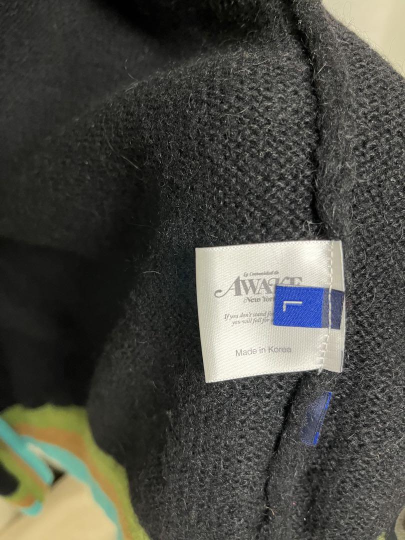 AWAKE NY STRIPED MOHAIR CARDIGAN L