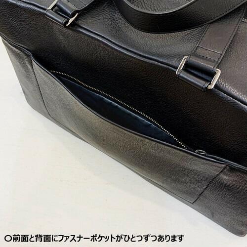 【牛革】スクエアボストンバッグ〈ブラック〉大容量レザーバッグ 出張ビジネス 旅行