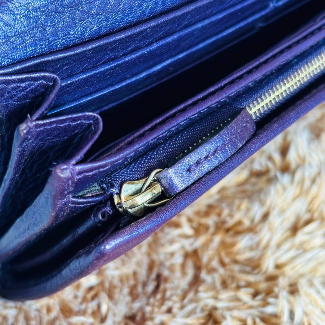 GUCCI パープル レザー 長財布 二つ折り　金金具　ホースビット