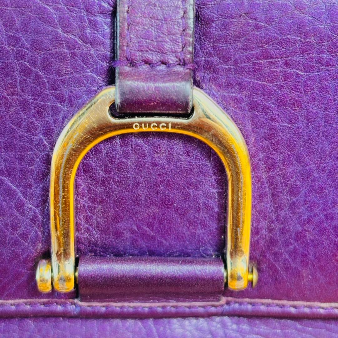 GUCCI パープル レザー 長財布 二つ折り　金金具　ホースビット