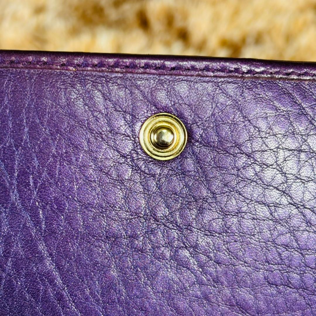 GUCCI パープル レザー 長財布 二つ折り　金金具　ホースビット