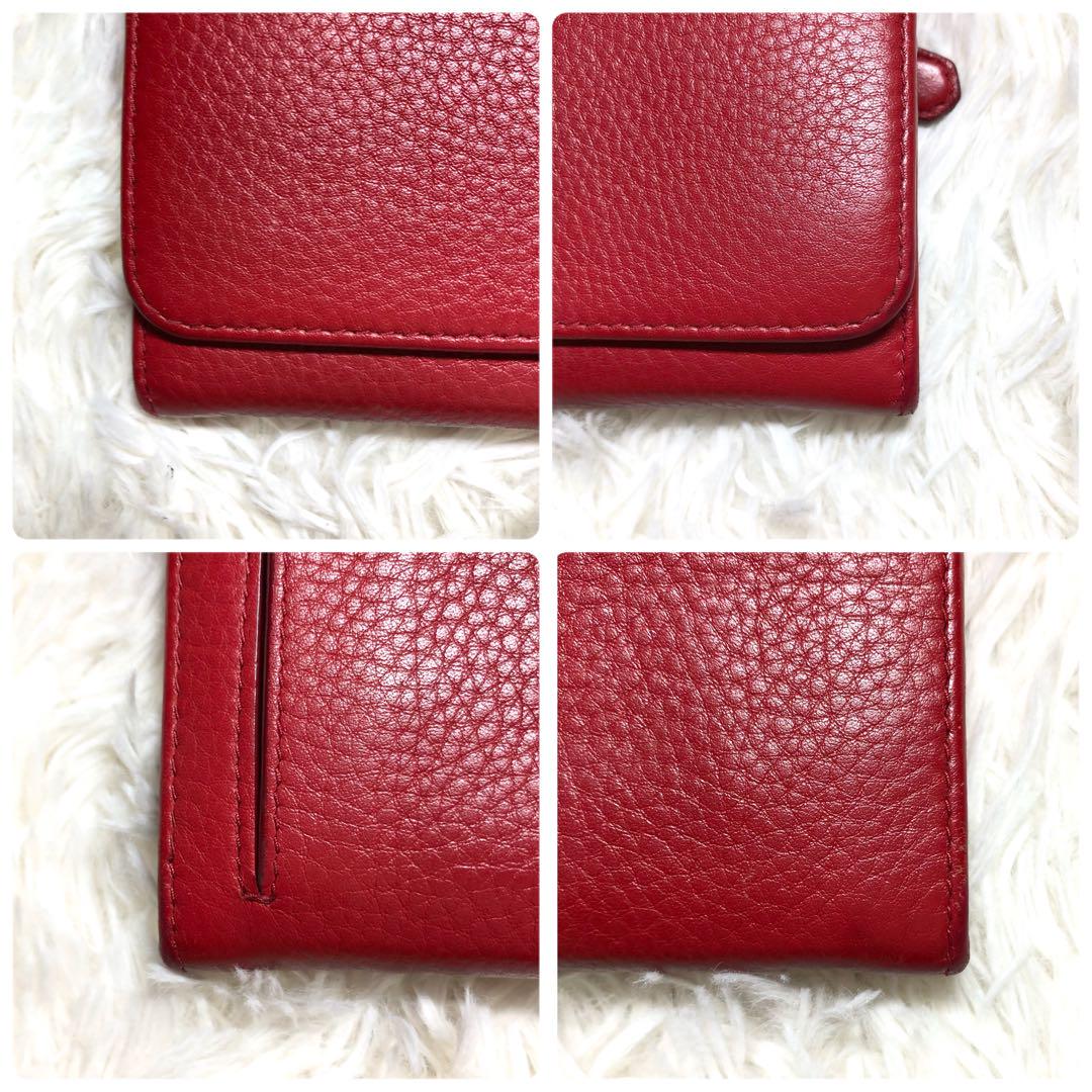 【美品✨】PRADA ヴィッテロダイノ フラップ長財布 金ロゴ レザー レッド PRADA】プラダ ヴィッテロダイノ フラップ長財布 金ロゴ レザー