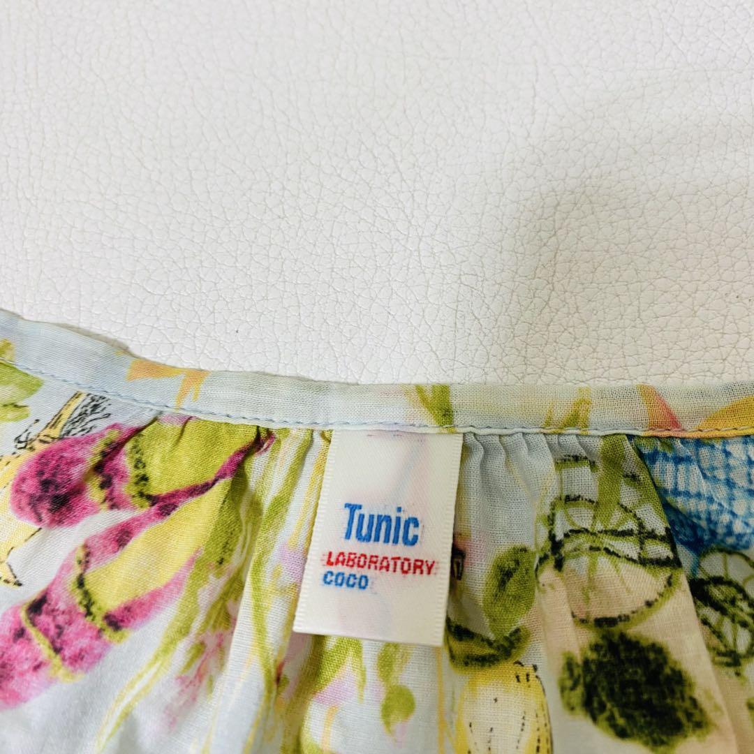 美品 TUNIC 鴨居羊子 フラワープリント レース ワンピース 花柄