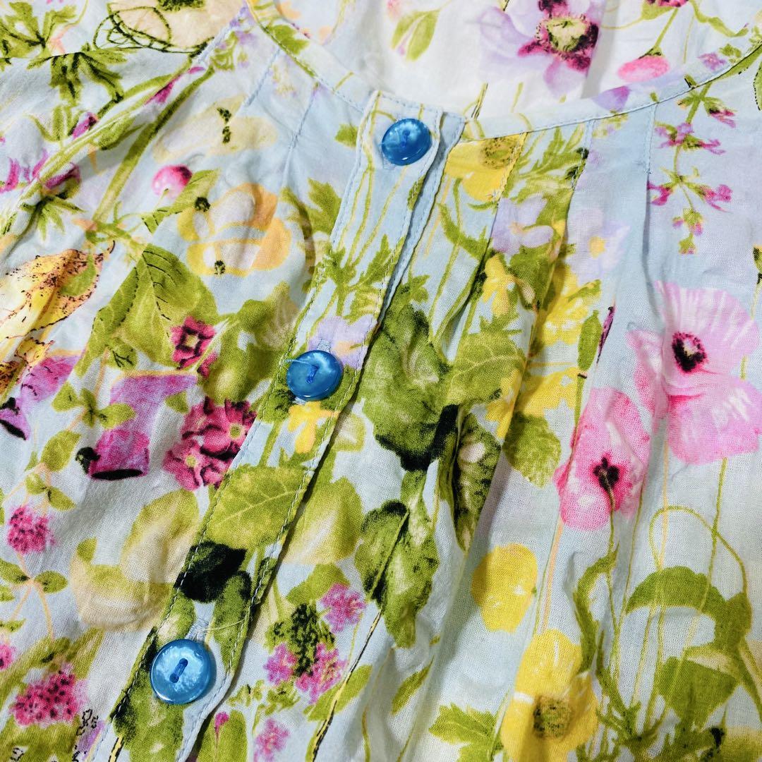 美品 TUNIC 鴨居羊子 フラワープリント レース ワンピース 花柄